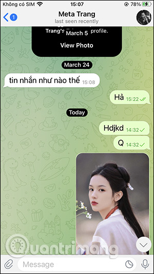 Thay ảnh mới đã gửi trên Telegram