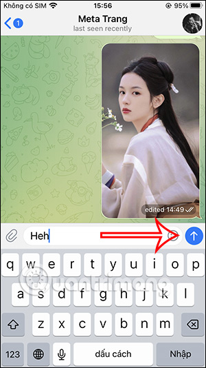 Nhấn giữ biểu tượng gửi tin nhắn Telegram