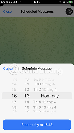 Chọn thời gian mới lên lịch gửi tin nhắn Telegram