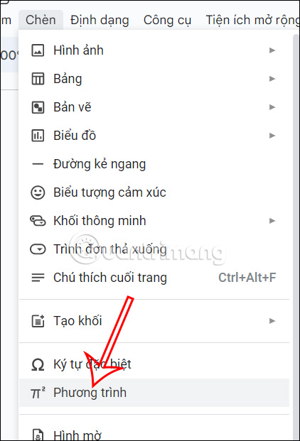 Phương trình trong Google Docs