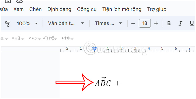 Viết chữ dưới mũi tên trong Google Docs