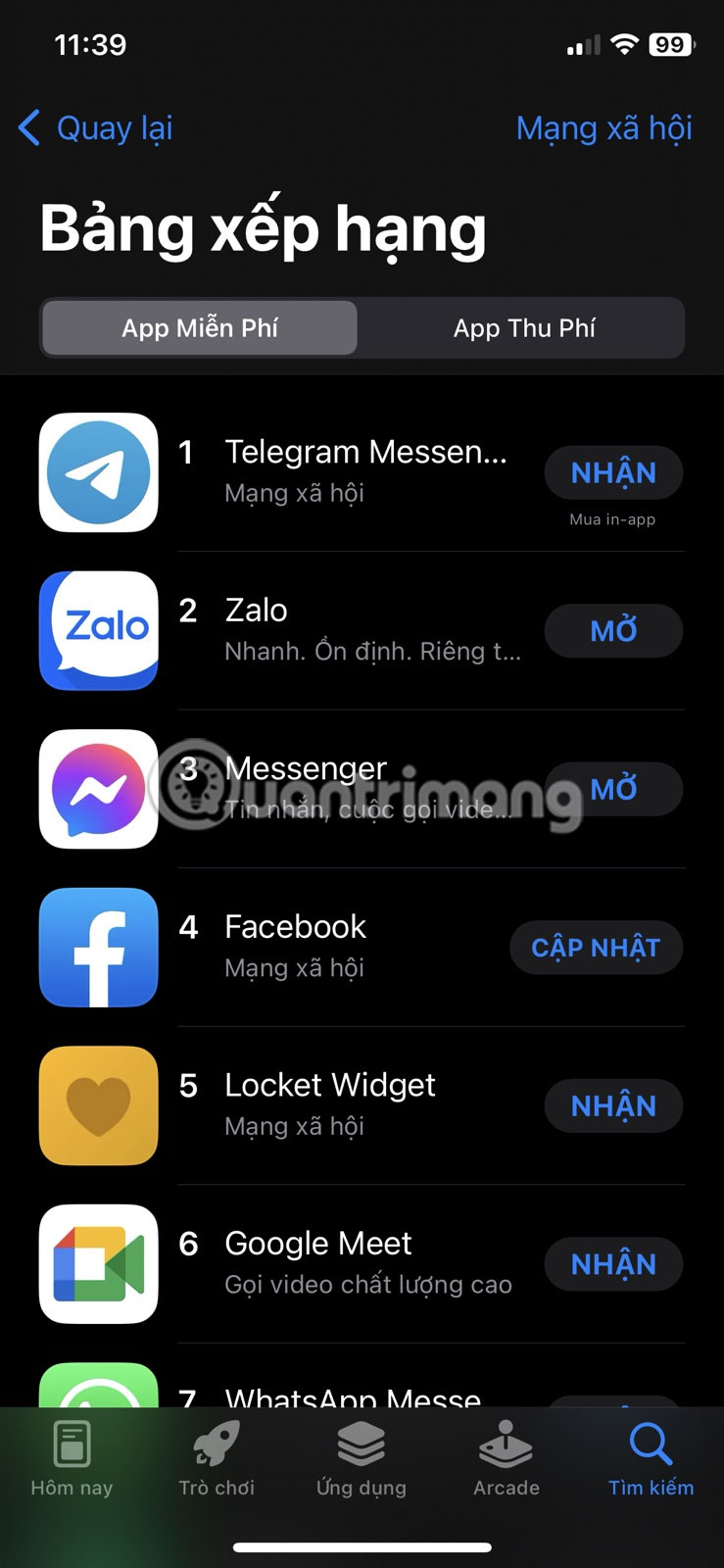 Đi tới bảng xếp hạng ứng dụng