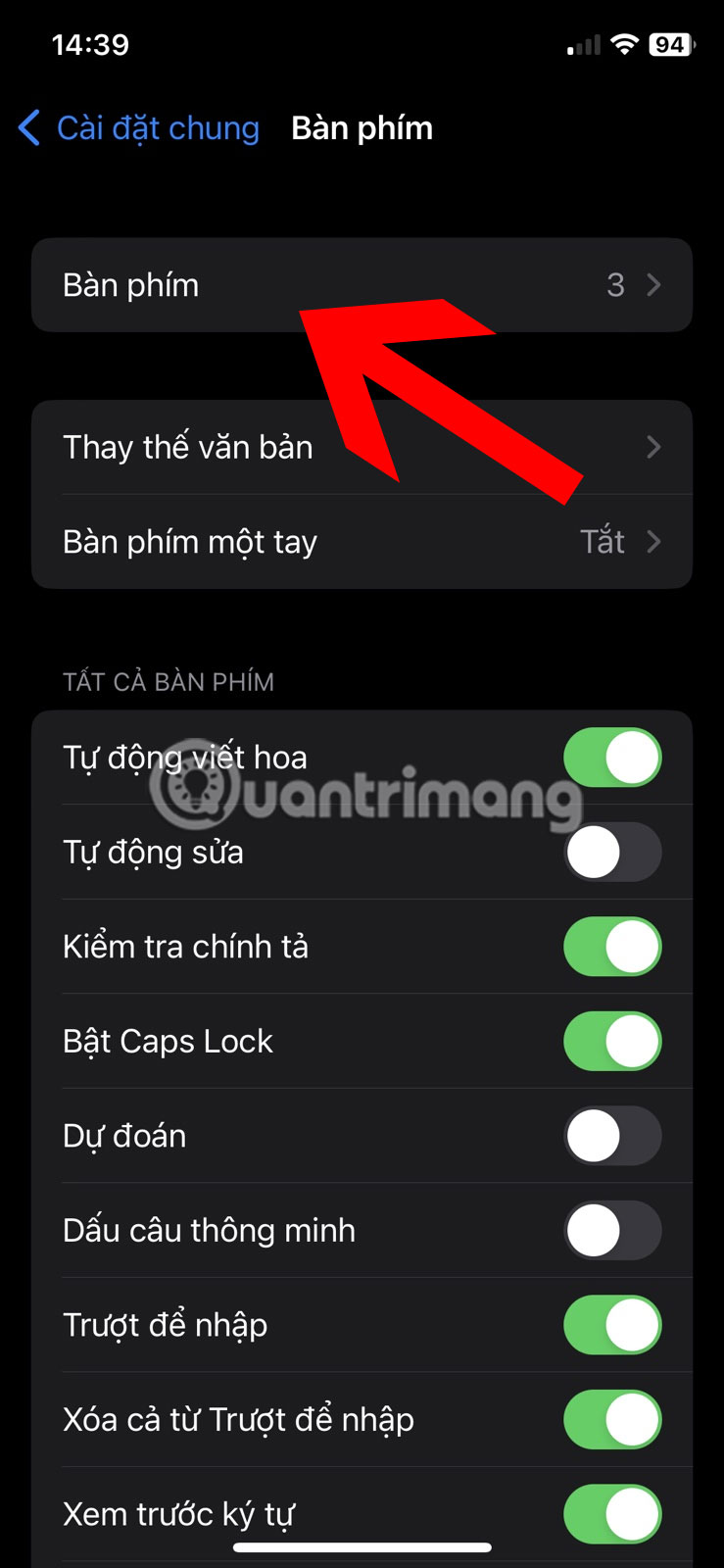 Chọn Bàn phím