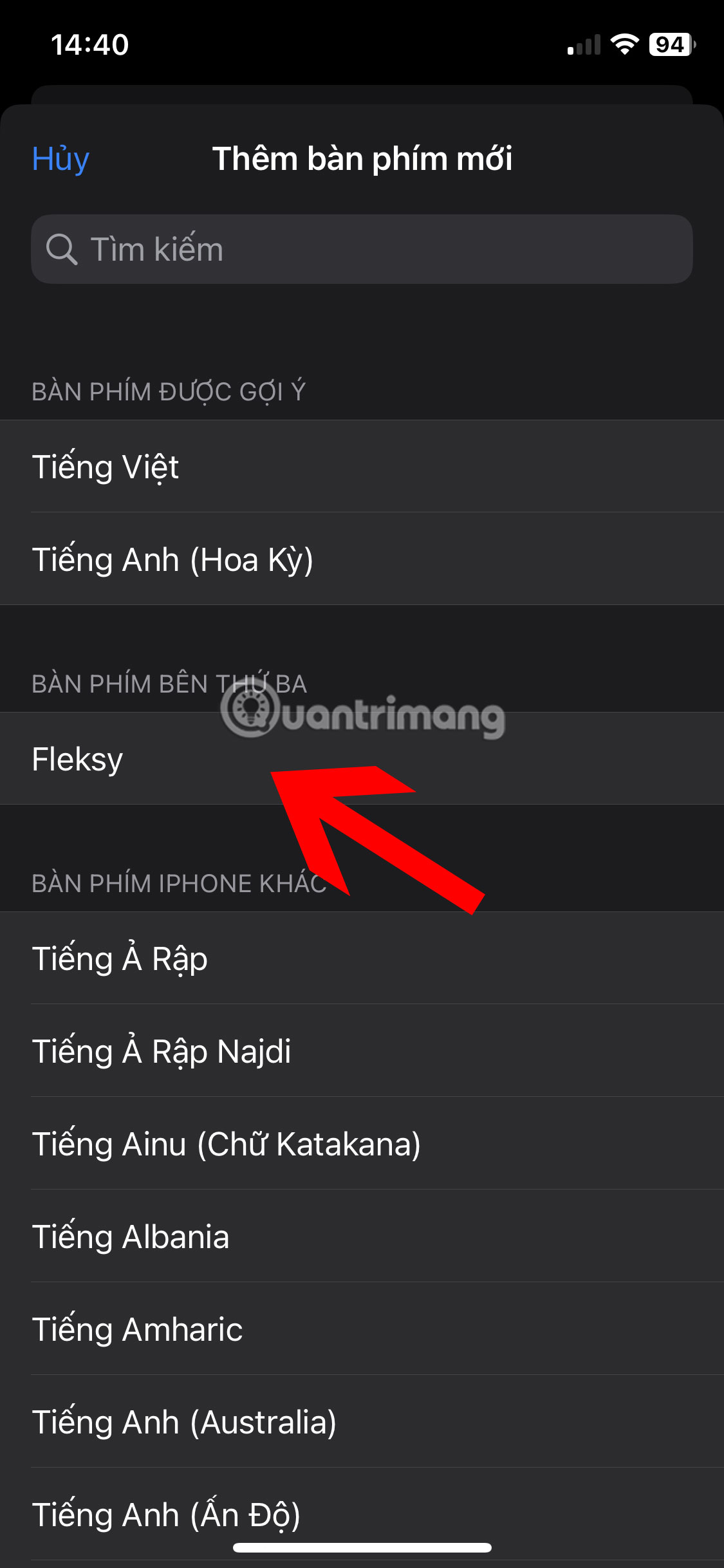 Cài bàn phím mới trên iPhone
