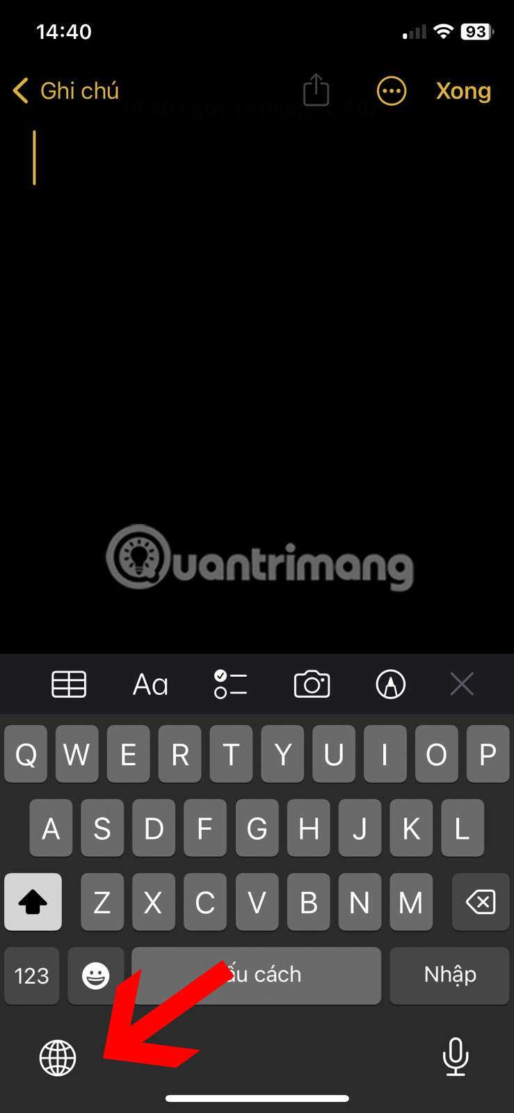 Chọn biểu tượng quả cầu