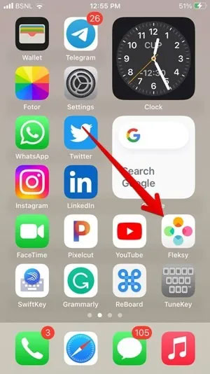 Mở Fleksy trên iPhone