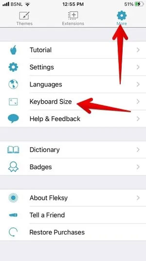 Điều chỉnh kích thước bàn phím trong Fleksy