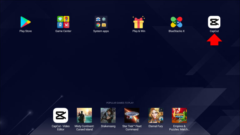 Launch the CapCut application in Bluestacks