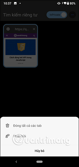 Tùy chọn duyệt web riêng tư trên Bing AI