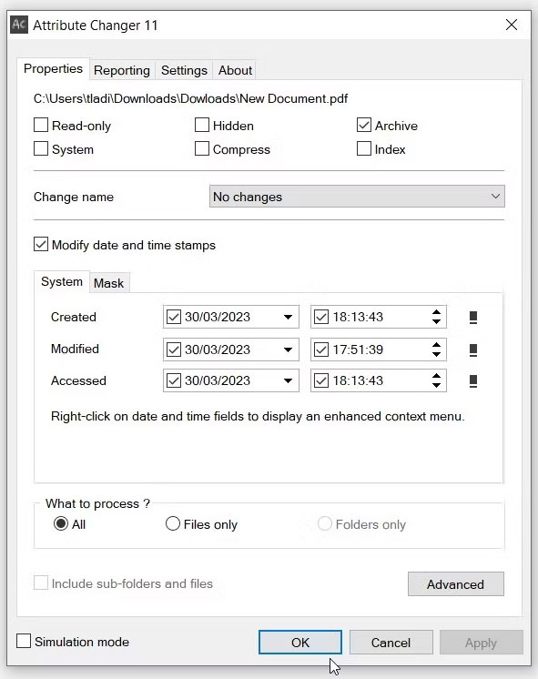 Ứng dụng Attribute Changer