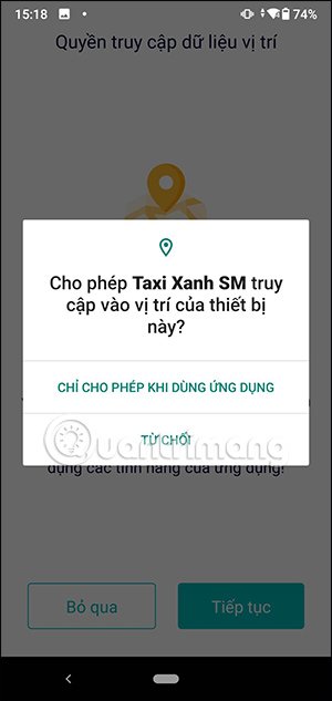 Taxi Xanh SM truy cập vị trí