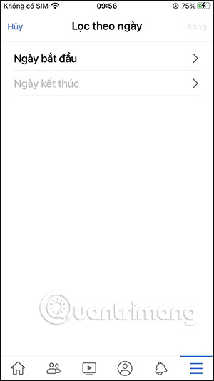 Giao diện chọn ngày