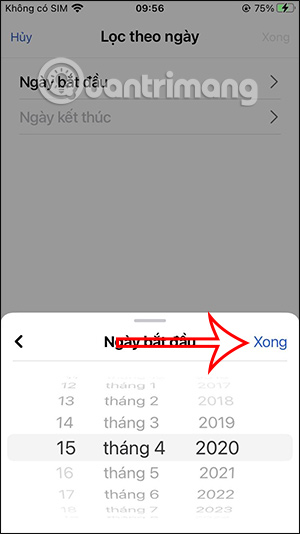 Chọn thời gian bắt đầu