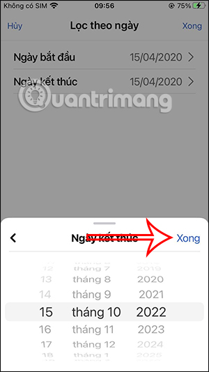 Chọn thời gian kết thúc