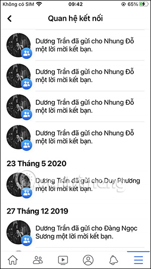 Xem lời gửi kết bạn Facebook