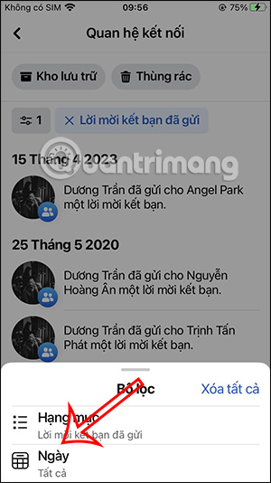 Thời gian lọc lời mời kết bạn trên Facebook