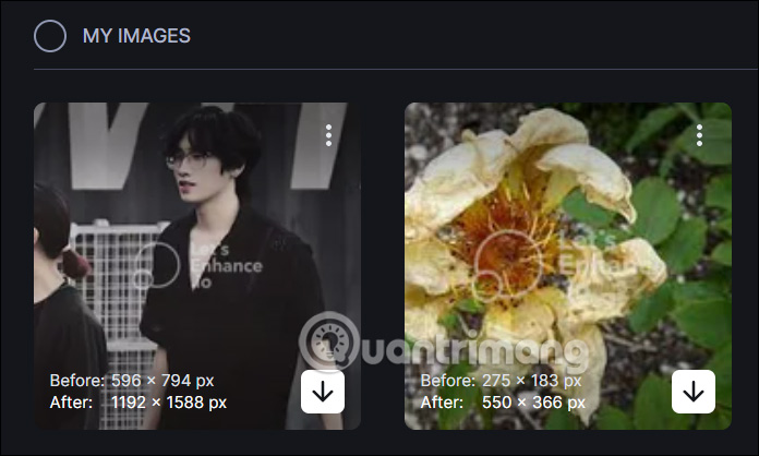 Tải ảnh làm nét trên Letsenhance.io