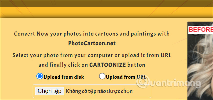 Tải hình ảnh lên Photo Cartoon
