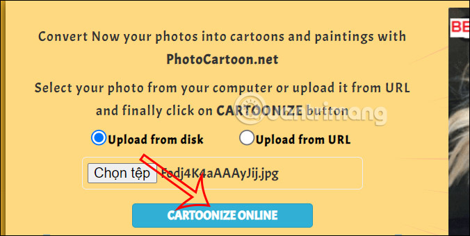 Chuyển tranh vẽ trên Photo Cartoon