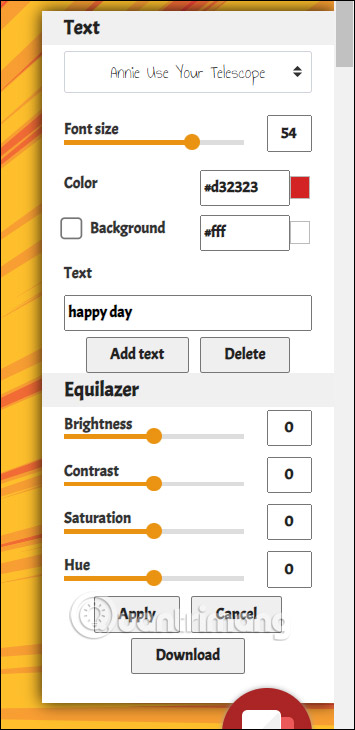 Chèn chữ vào ảnh trên Photo Cartoon