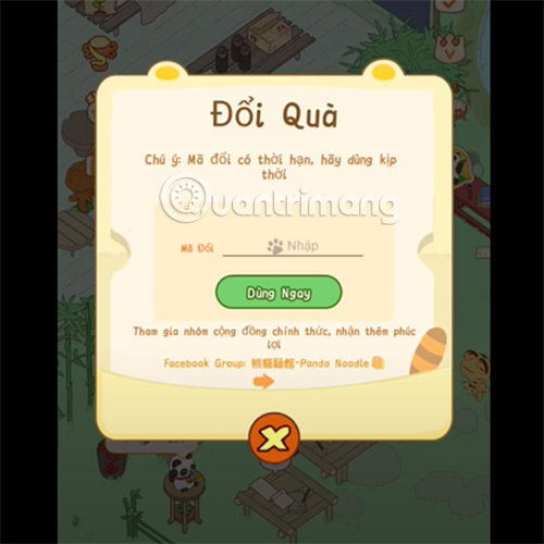 Nhập code Tiệm Mì Gấu Trúc