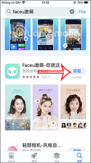 Tìm ứng dụng FaceU