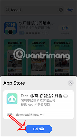 Cài đặt FaceU