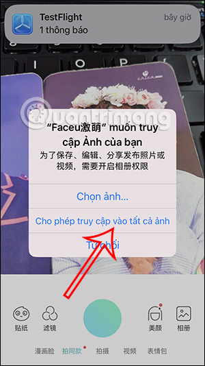 FaceU truy cập album