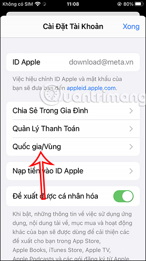 Đổi quốc gia và vùng trên iPhone