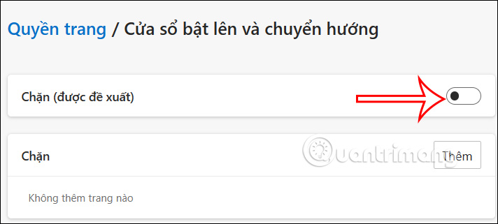 Bỏ chặn pop-ups trên Microsoft Edge