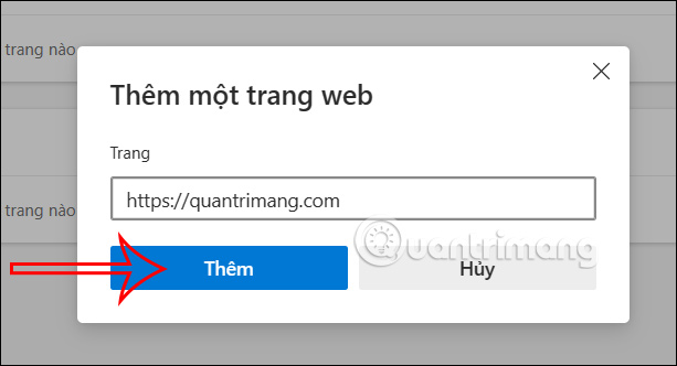 Thêm trang web chặn pop-ups trên Microsoft Edge