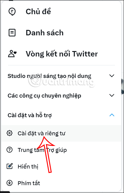 Cài đặt riêng tư trên Twitter PC
