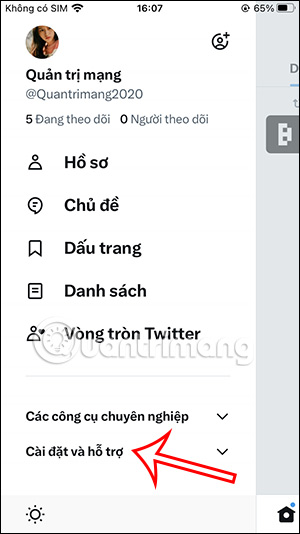 Cài đặt và hỗ trợ trên Twitter