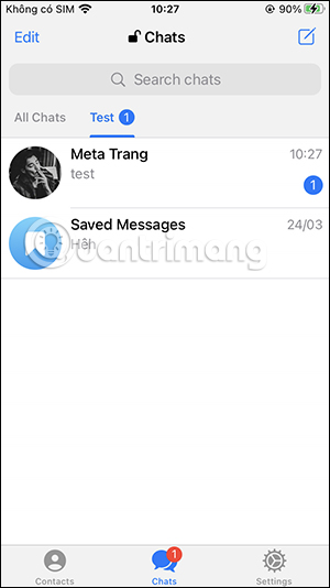 Xem tin nhắn trong thư mục Telegram