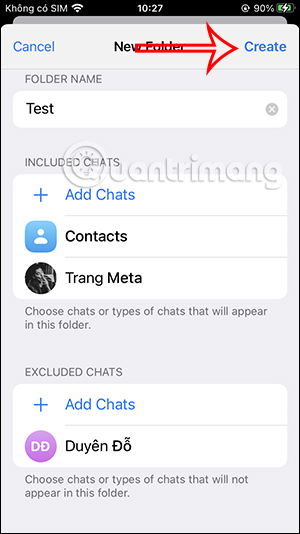 Tạo thư mục trò chuyện Telegram