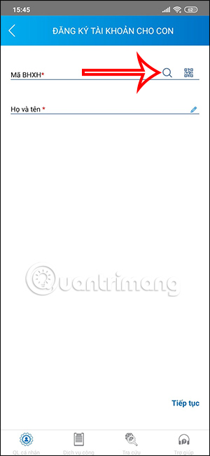 Tìm kiếm mã BHXH cho con em