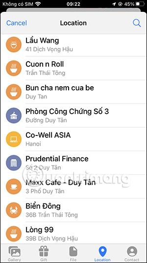 Các vị trí xung quanh