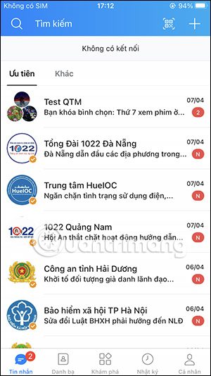 Giao diện Zalo