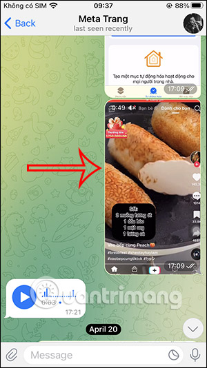 Vị trí tin nhắn lưu trữ trên Telegram