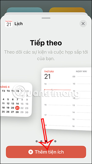 Thêm tiện ích lịch trên iPhone