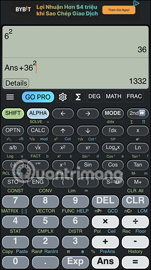 Nhấn vào ảnh để phóng to Thực hiện phép tính