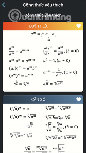 Xem công thức Toán yêu thích