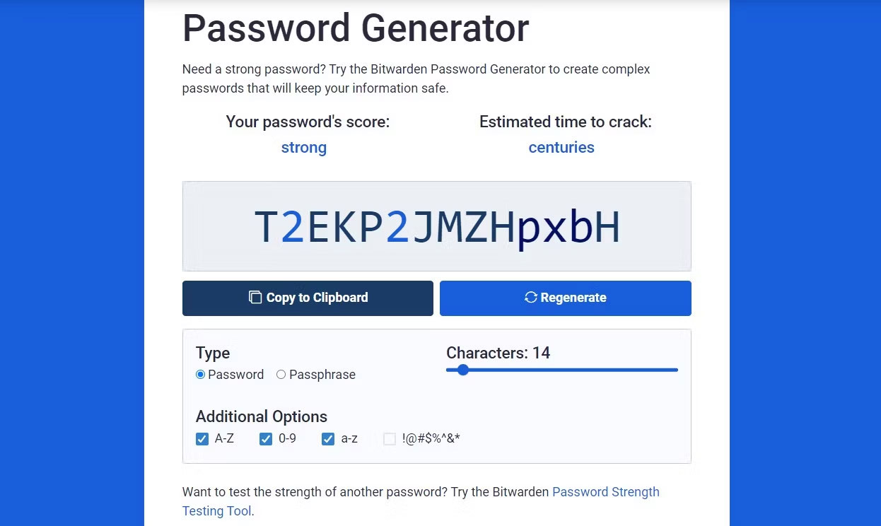 Trình tạo mật khẩu Bitwarden