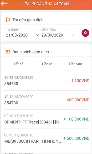 Kiểm tra lịch sử giao dịch Agribank trên E-Mobile Banking