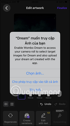 WOMBO Dream truy cập album 