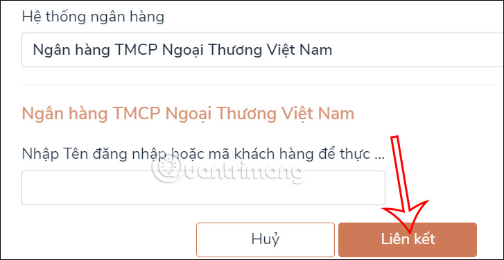Thông tin ngân hàng trên Cổng Dịch vụ công Quốc Gia