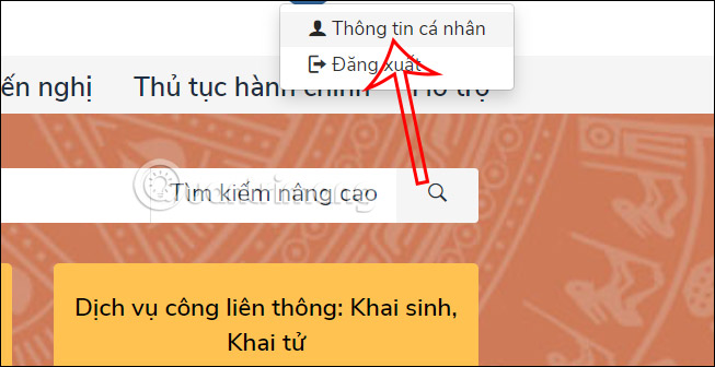 Thông tin cá nhân trên Cổng Dịch vụ công Quốc gia