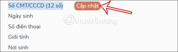 Cập nhật CCCD trên Cổng Dịch vụ công Quốc gia