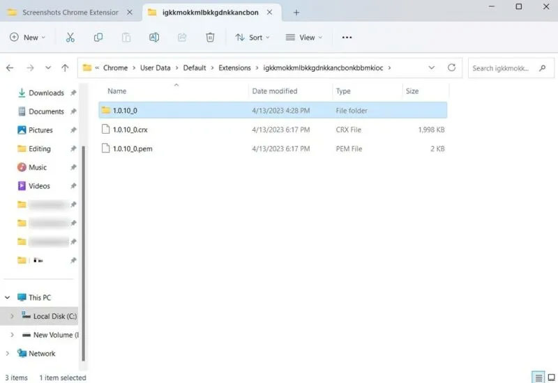 Chế độ xem file CRX mới được tạo trong File Explorer.