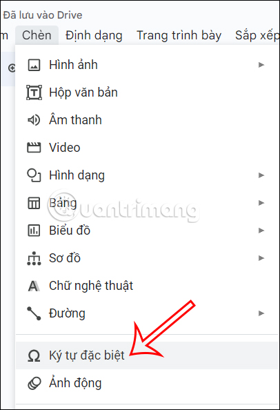 Ký tự đặc biệt trong Google Slides